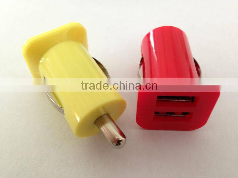 Colorful 2 USB Port DC Auto Charger for Smartphones and Tablet