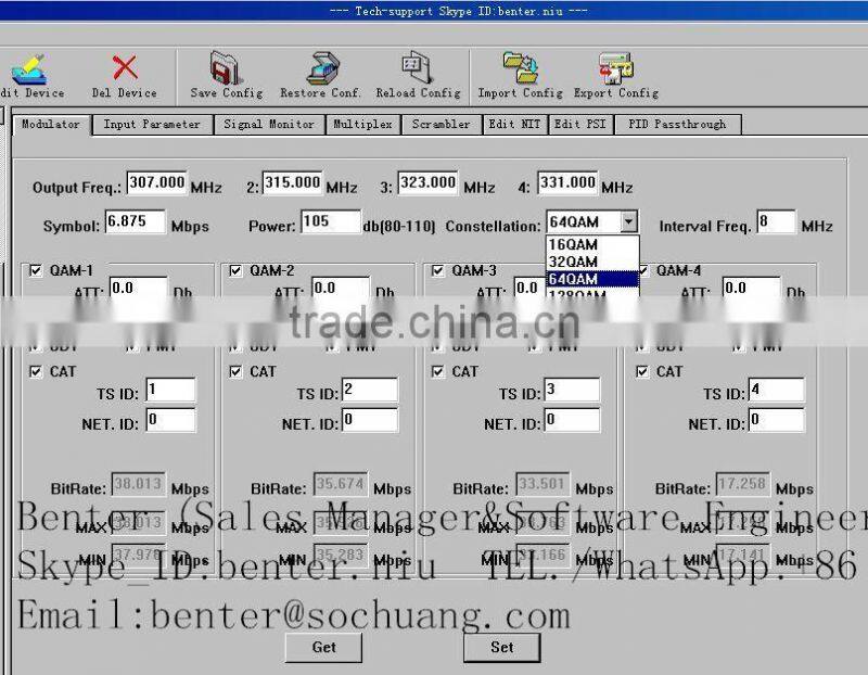 qpsk to qam transmodulator(8*DVB-S/S2+4*ASI in,4*DVB-C RF out)