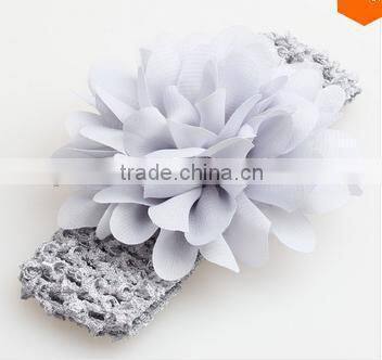 Wholesale cute handmade crochet baby headband with Chiffon flower