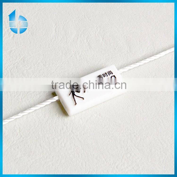 Single insertion plastic seal tag for garments hang tag lock