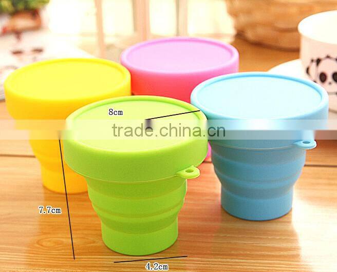 Food grade heat resistance folding silicone cup for travel outdoor camping