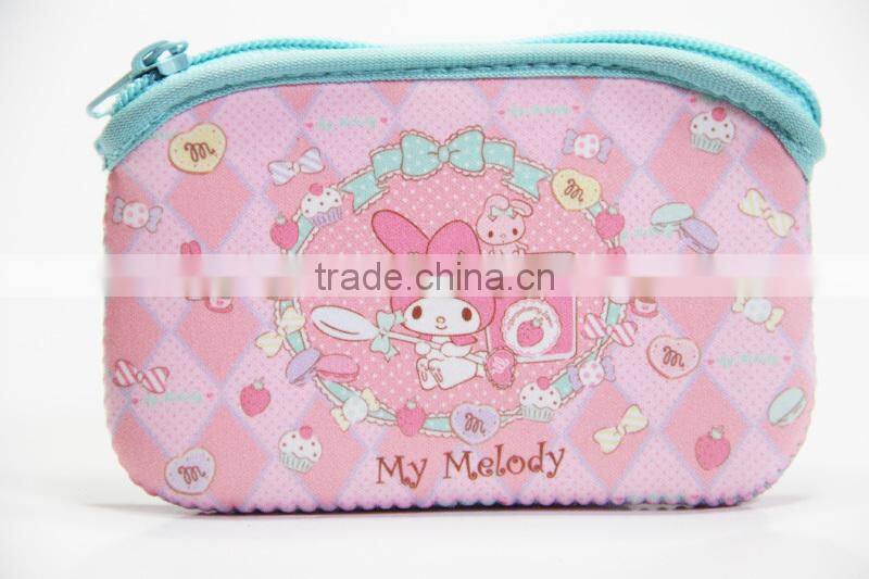 Fashional rectangle neoprene pocket coin purse/ woman small handbag