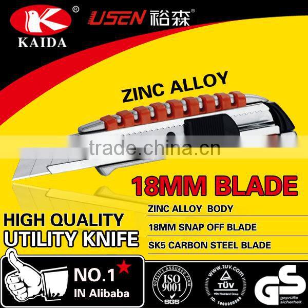 Auto Retractable Safety 18mm Snap Off Blade Zinc alloy utility knife Twist lock blade slider