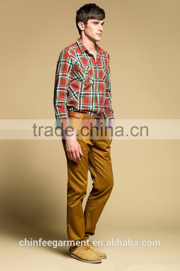 Fashion New Cotton Plaid Shirts Mens Checked Shirts