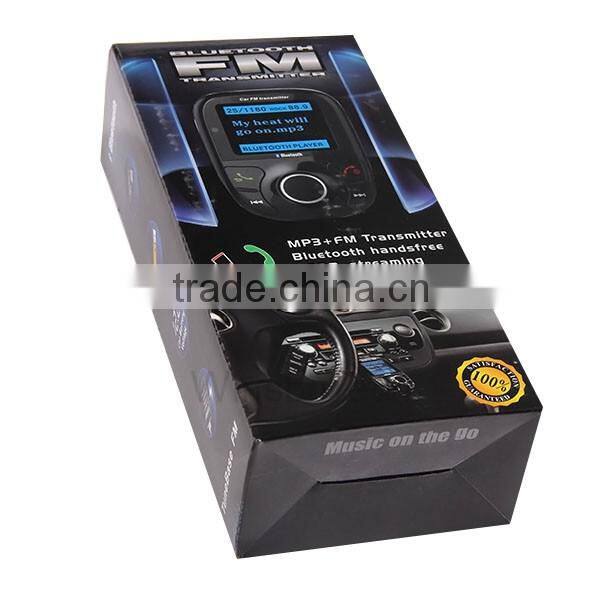 2016 hot sale! Wireless In-Car Bluetooth FM Transmitter with 2-Port USB Car Charging Hands-Free Calling MP3 Player