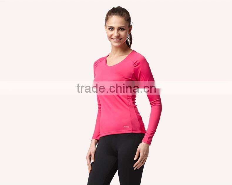 wholesale women function fabric long sleeve running shirts/quick dry running wear