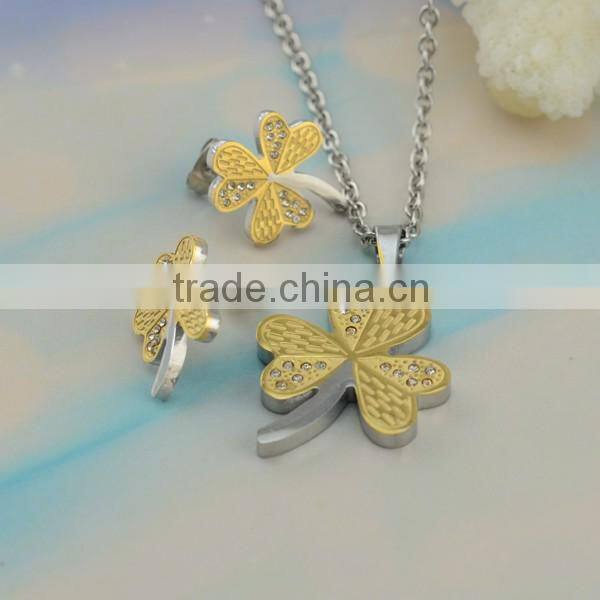 Premier Design With Different Flower Clover Stainless Steel Necklace And Jewelry Sets