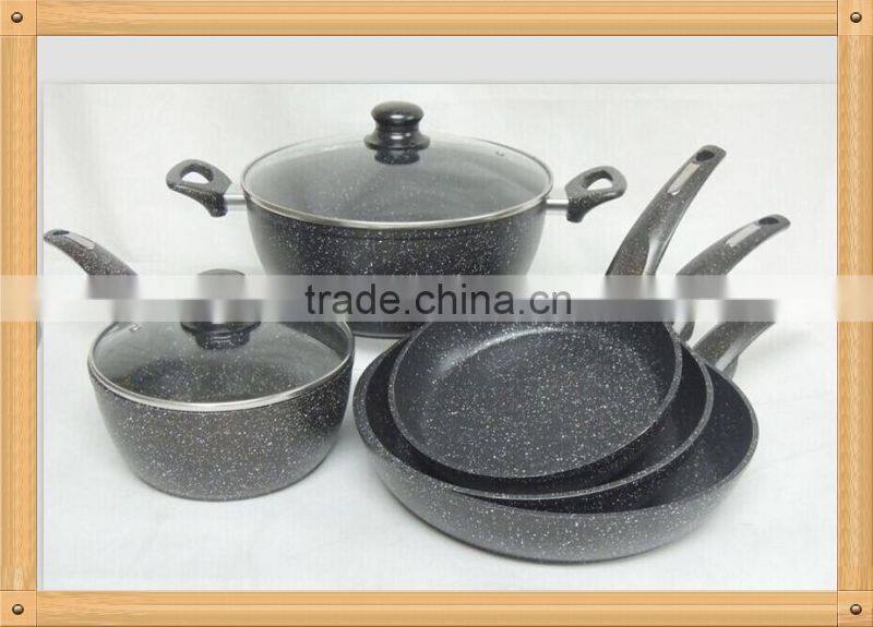 Hot selling 7pcs aluminum non stick marble titanium cookware