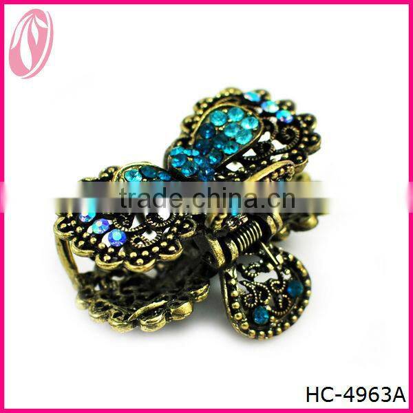 Mini Crystal Bow Hair Claw Clamp With Rhinestone Bowknot