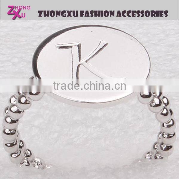 custom new womens silver plated promotion letter K ring