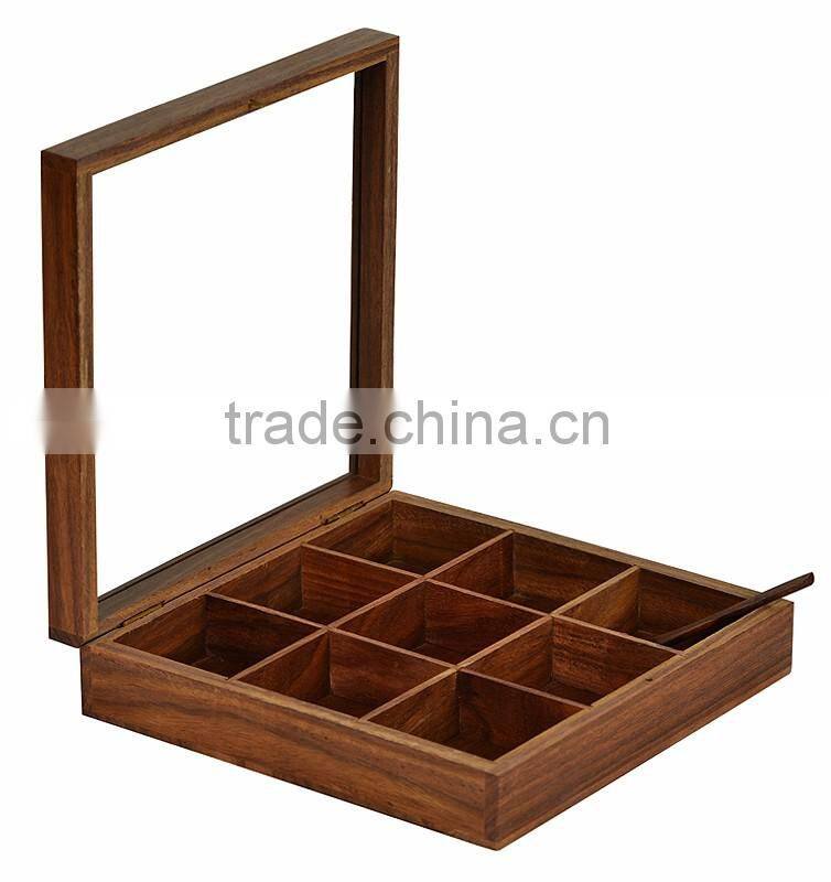 2016 wholesale handmade new design cheap wooden spice box for kitchen storage