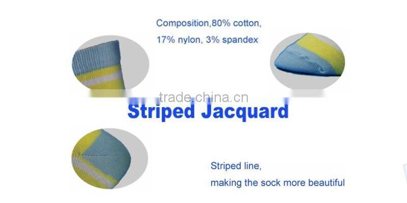 yellow and blue cheap striped lady socks