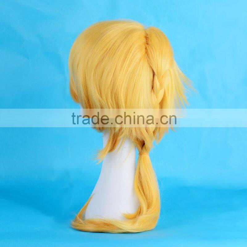 Short Bob Hair Yellow Cosplay Wig for Bright Party , Synthetic Hair
