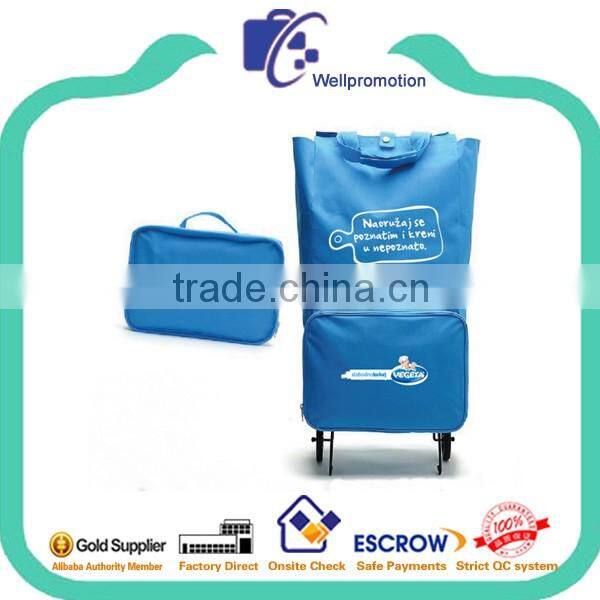 Wellpromotion supermarket foldable polyester shopping trolly