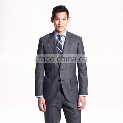 2014 Top Quality 100% wool Smoke Grey Plaid men suits made in china