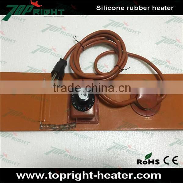 Flexible Spring Fixed Silicone Rubber Oil Tank Blanket Heater with Veclro and plug