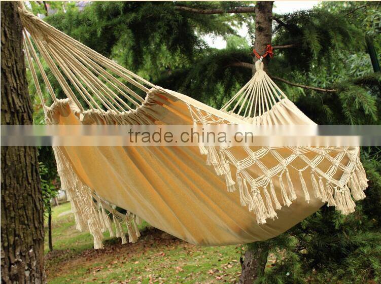 Wholesale Cheap Custom Linen Cotton Camping Outdoor Hammock with Macrame