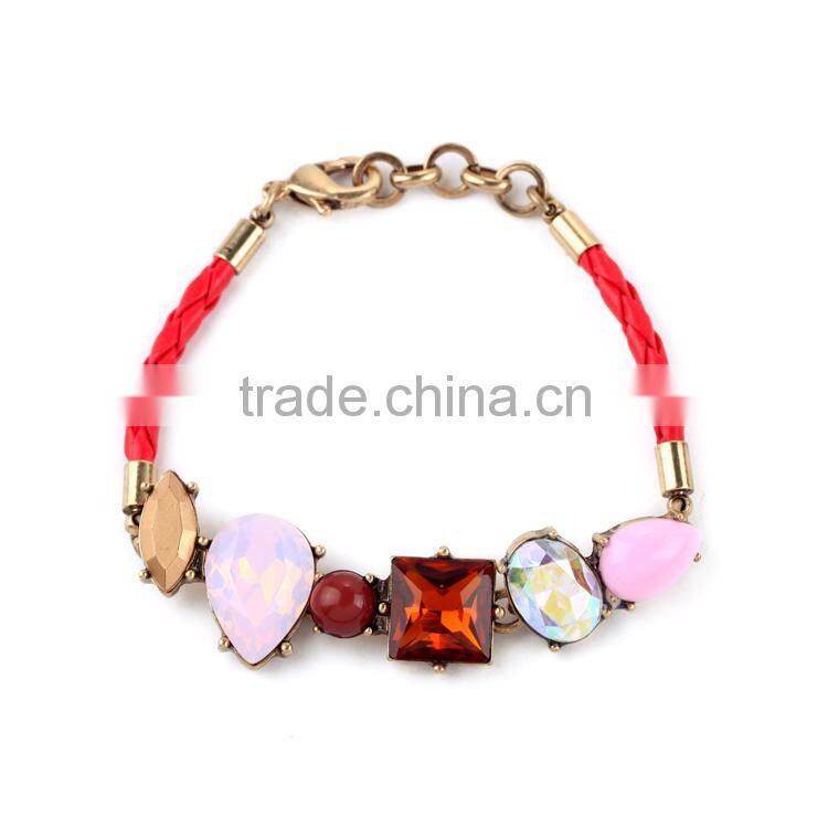Leather Bracelet with Prong Set Stone 2015