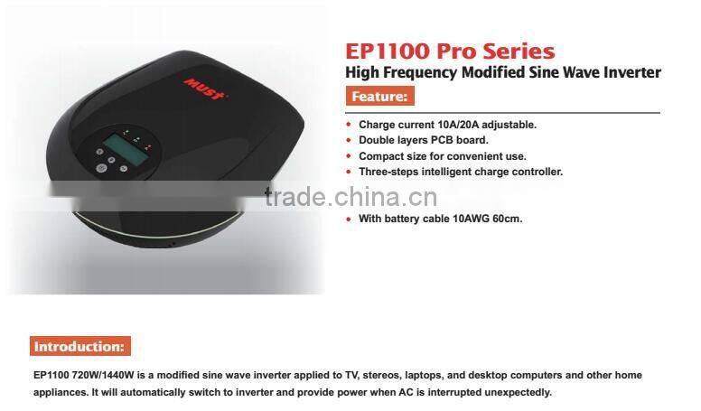 < Must solar> EP1100 Pro modified sine wave inverter 24v 1440w with led lights