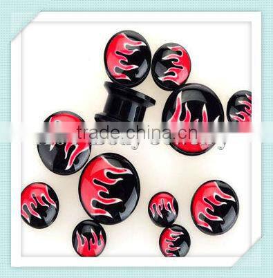 UV acrylic jewelry rainbow gauge ear plugs with gem body piercing jewelry