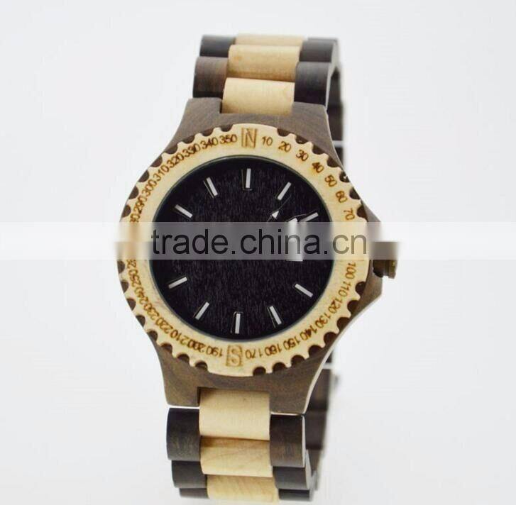 Handcraft Ebony Wooden Quartz Watch with customized logo
