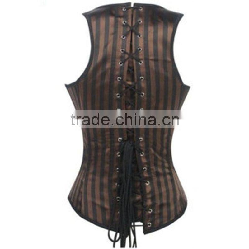 2015 new design sexy vintage waist training corsets plus size corsets bustiers for women stripe underbust corsets wholesale