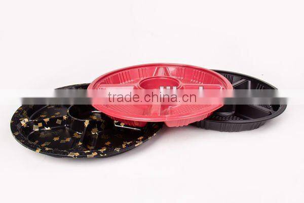 SM1-2102Black Disposable Plastic 5 Compartment Trays For Food Packaging