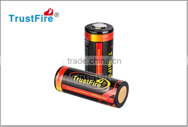 Trustfire portable 26650 5000mah 3.7V li-ion Rechargeable cell batteries with nipple top(1pcs)