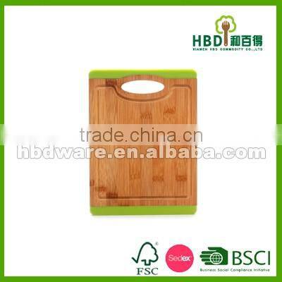Non-slip Wood bamboo cutting board with silicone edge, bamboo and silicone cutting board