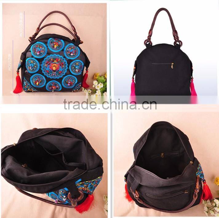 2016 hot fashionable elegent woman handbags embroidery handbag Hot selling shopping bags with cheap price