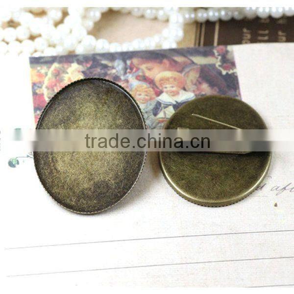 Cheapest Big 30*40mm Brass Brooch Back Base Safety Pin With Oval Flat Pad