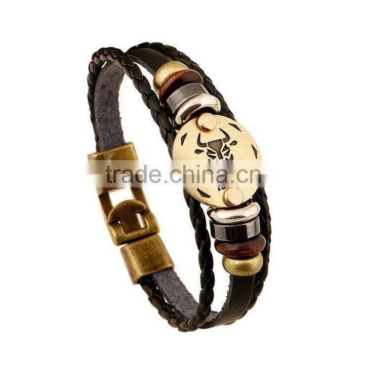 stainless steel leather wrap bracelet