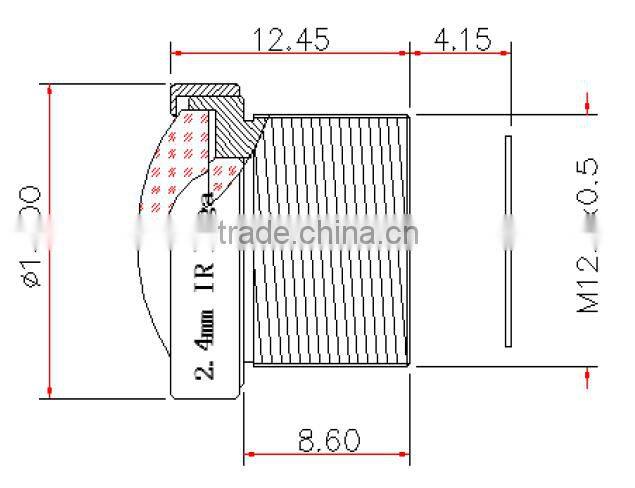 china 2015 hot top quality high definition 1/3 inch f2.0 fixed 2.4mm m12 megapixel board lens