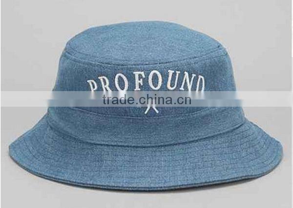 2014 Hot Sale Embroidery Jeans Style navy blue Bucket Hat