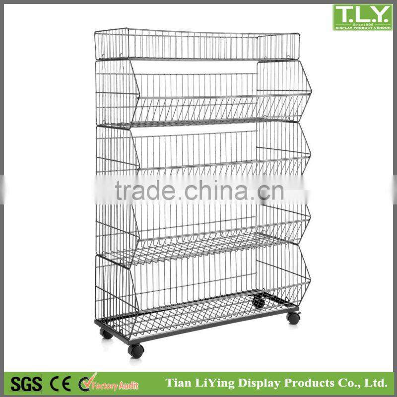 SSW-CM-601 Custom Iron Supermarket Basket Shelf / Iron Store Basket Shelf Manufacturer