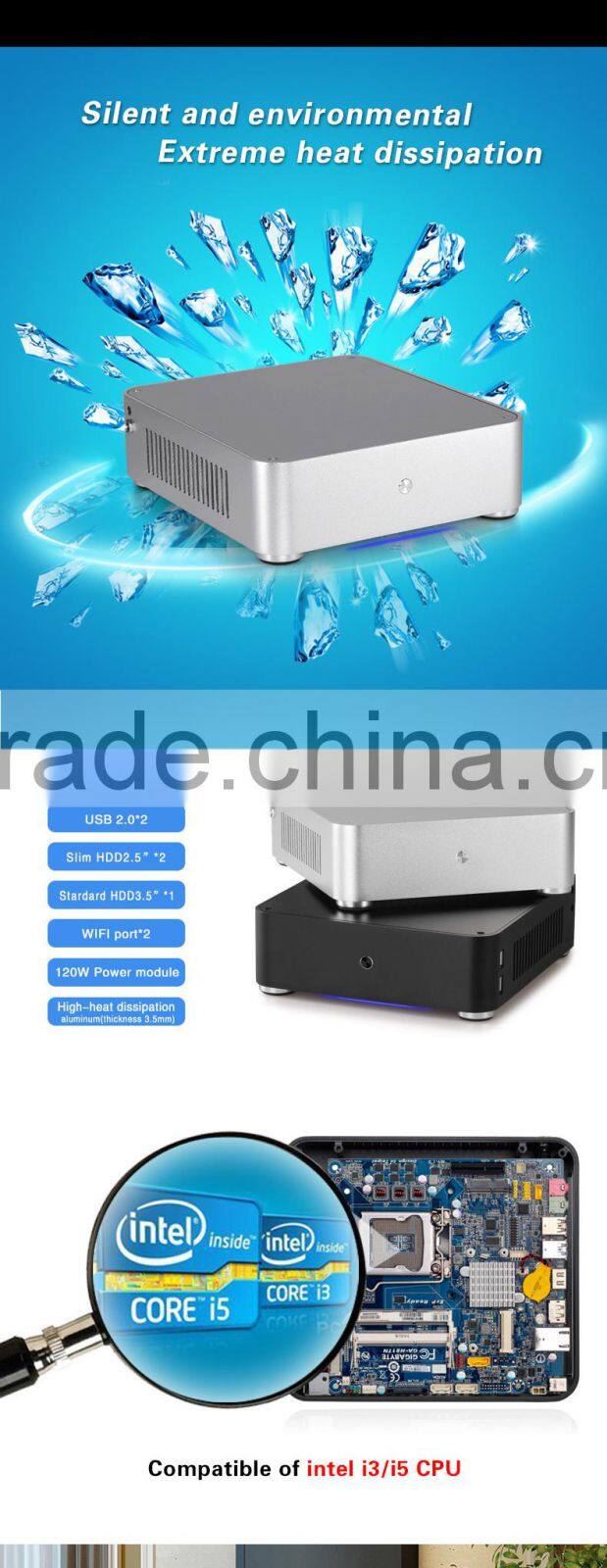 Mini ITX Case Realan Sand Blasting Thin Mini ITX Computer Case W60 ,Welcome OEM