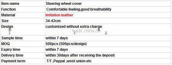 Hot selling and fashion Imitation leather steering wheel cover