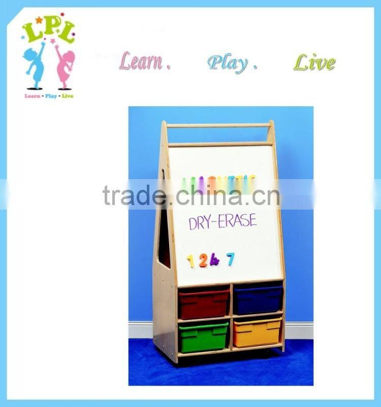 Movable double-side kids painting wooden easel