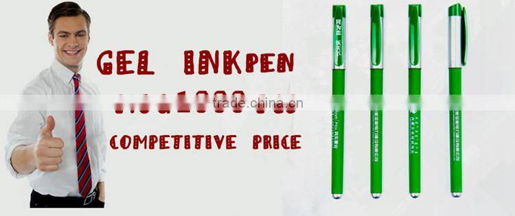 Smooth writing plastic promotional gel ink pen with logo moq 1000pcs