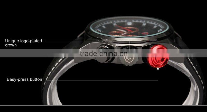 Shark 6 Hands Leather Band Steel Case Mens Quartz Army Luxury Analog Sport Wacth