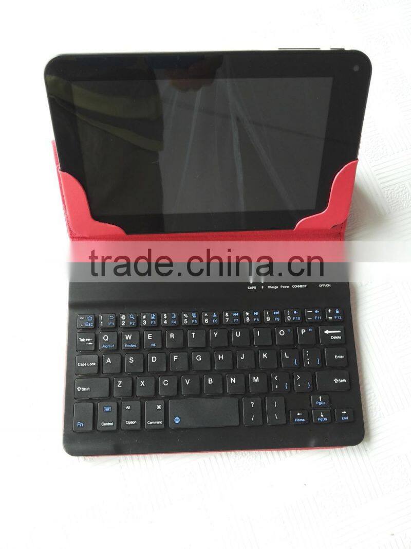 Hot sale Red buletooth keyboard case, stand flip cover tablet leather case