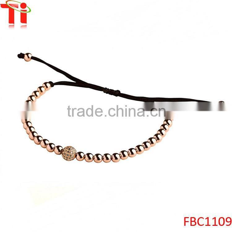 Black macrame braided bracelets sterling silver crystal bead