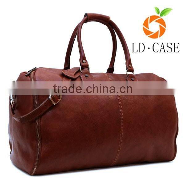 men real leather storage bag organizer trolley travel luggage bag