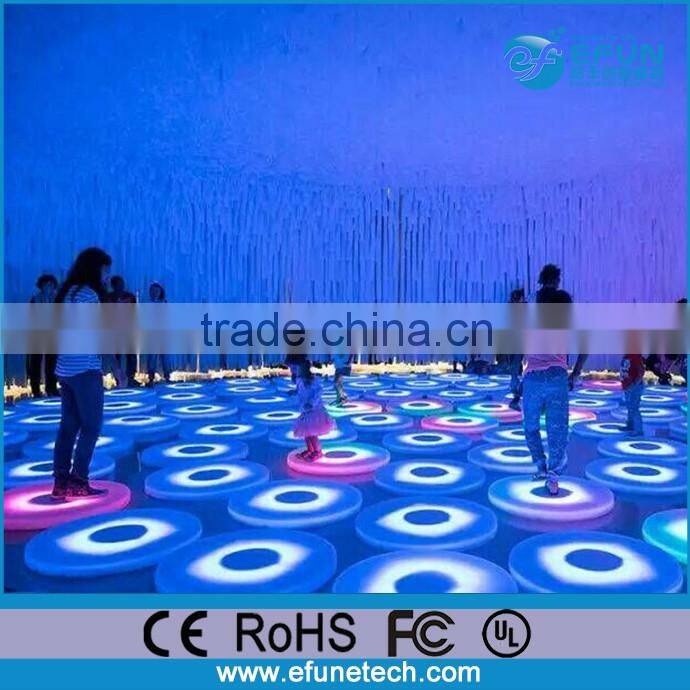 wifi control portable rechargeable shaped sensitive interactive led color changing round dancing floor for kids playing