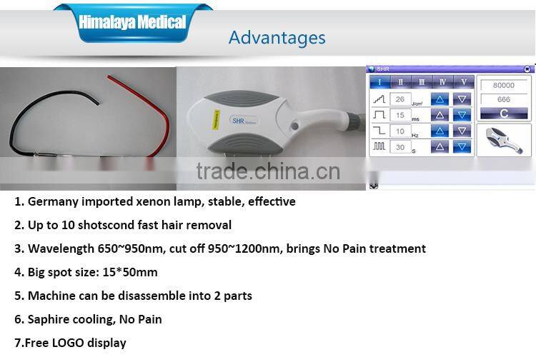 Medical CE approve SHR IPL hair removal permanent/SHR elight ipl hair removal machine