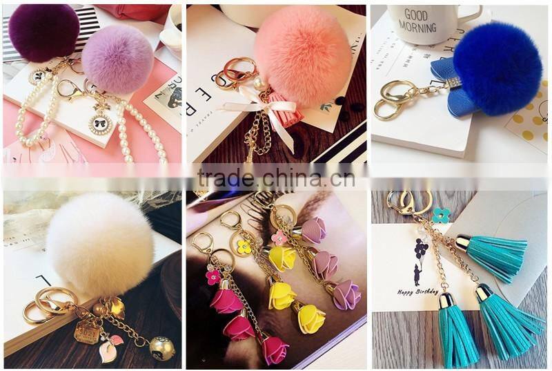 Women bag pendant key chain fur ball keychains