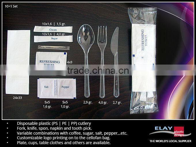 Airline plastic PS cutlery knife fork spoon pack disposable
