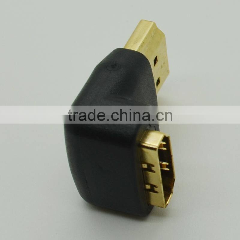 hdmi Female to male adapter,HDMI/F to HDMI/M with golden plate,90 degrees HDMI adapter