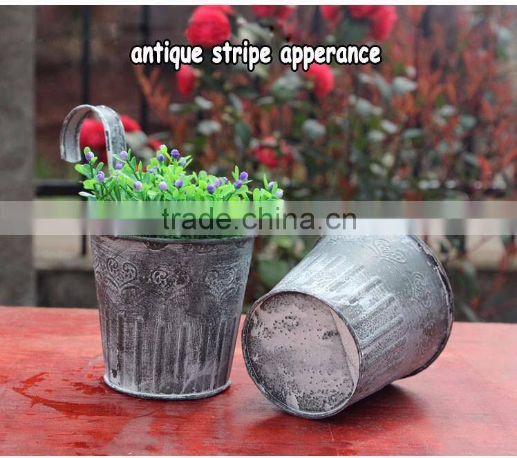 bulk antique black galvanized outdoor wall hanging metal planter
