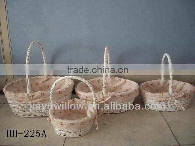 Flower Cotton Fabric willow baskets Wicker storage with handle